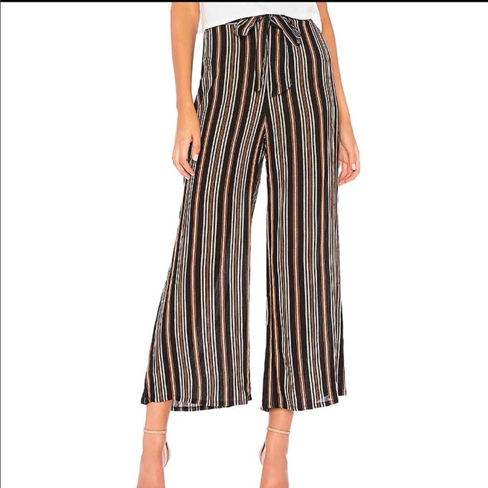 Amuse society revolve striped tie waist pant